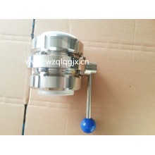 Sanitary Stainless Steel Three-Piece Butterfly Valve with Union